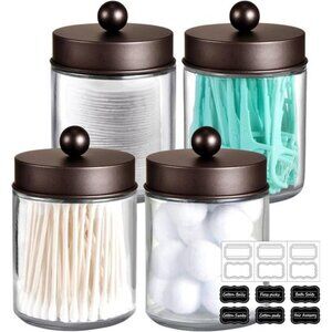 4Pc Apothecary Jars Bathroom Vanity Storage Organizer Set -Countertop Canister